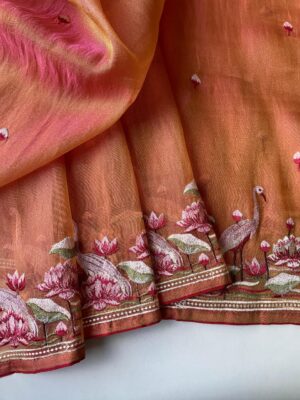 Royal Gabanna Silk Sarees With Lotus Embroidary (4)