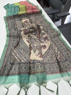Soft Semi Tussar Silk Sarees With Beautiful Prints (1)