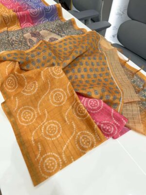 Soft Semi Tussar Silk Sarees With Beautiful Prints (3)