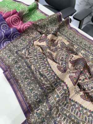 Soft Semi Tussar Silk Sarees With Beautiful Prints (4)