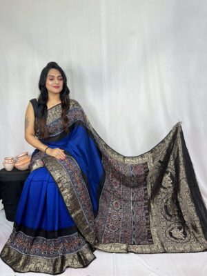 Ajrakh Dola Silk Sarees With Blouse (6)