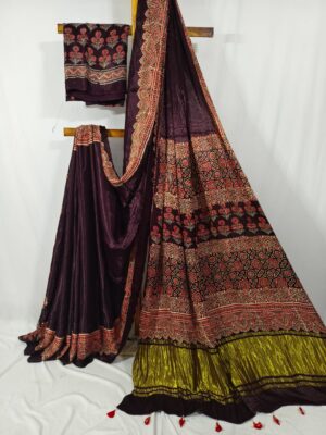 Ajrakh Handblock Modal Silk Sarees (1)