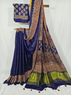 Ajrakh Handblock Modal Silk Sarees (2)