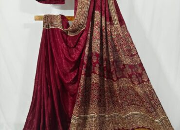 Ajrakh Handblock Modal Silk Sarees (3)