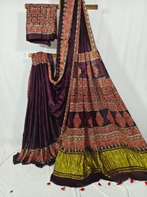 Ajrakh Handblock Modal Silk Sarees (4)