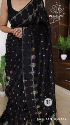 Beautiful Creation Of Tussar Silk Satin Border Sarees (13)