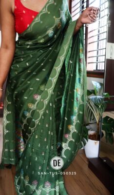 Beautiful Creation Of Tussar Silk Satin Border Sarees (2)