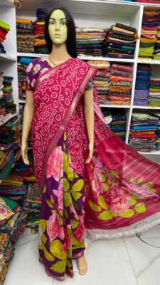 Beautiful Mangalagiri Sarees Wiith Printed Dessiith Blouse. (11)