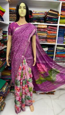 Beautiful Mangalagiri Sarees Wiith Printed Dessiith Blouse. (13)