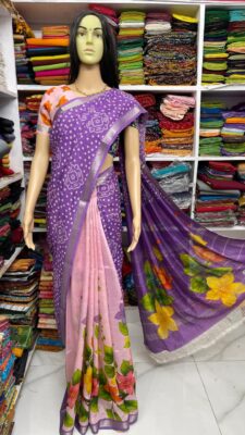 Beautiful Mangalagiri Sarees Wiith Printed Dessiith Blouse. (15)