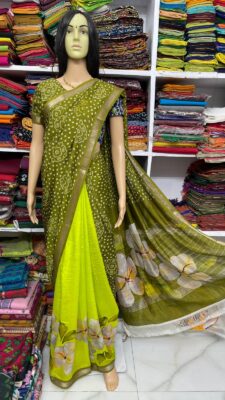 Beautiful Mangalagiri Sarees Wiith Printed Dessiith Blouse. (18)