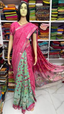 Beautiful Mangalagiri Sarees Wiith Printed Dessiith Blouse. (19)