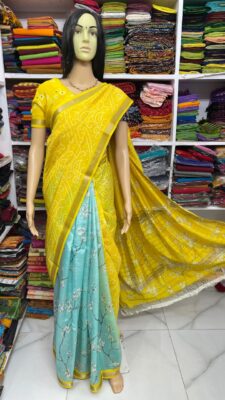 Beautiful Mangalagiri Sarees Wiith Printed Dessiith Blouse. (2)