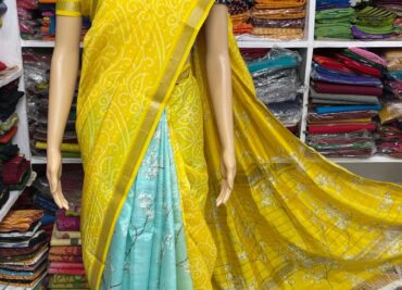 Beautiful Mangalagiri Sarees Wiith Printed Dessiith Blouse. (2)