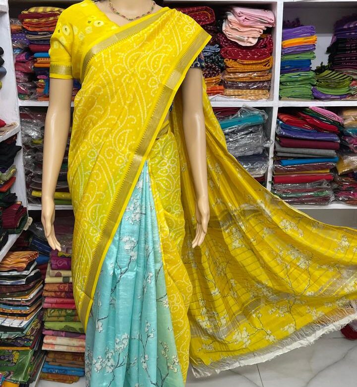 Beautiful Mangalagiri Sarees Wiith Printed Dessiith Blouse. (2)