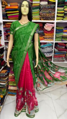 Beautiful Mangalagiri Sarees Wiith Printed Dessiith Blouse. (21)