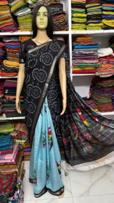 Beautiful Mangalagiri Sarees Wiith Printed Dessiith Blouse. (22)