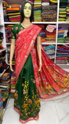 Beautiful Mangalagiri Sarees Wiith Printed Dessiith Blouse. (23)