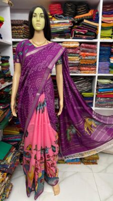 Beautiful Mangalagiri Sarees Wiith Printed Dessiith Blouse. (3)