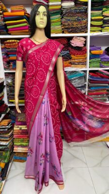 Beautiful Mangalagiri Sarees Wiith Printed Dessiith Blouse. (5)