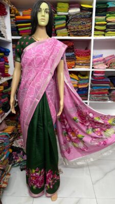 Beautiful Mangalagiri Sarees Wiith Printed Dessiith Blouse. (6)
