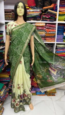 Beautiful Mangalagiri Sarees Wiith Printed Dessiith Blouse. (7)
