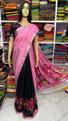 Beautiful Mangalagiri Sarees Wiith Printed Dessiith Blouse. (8)