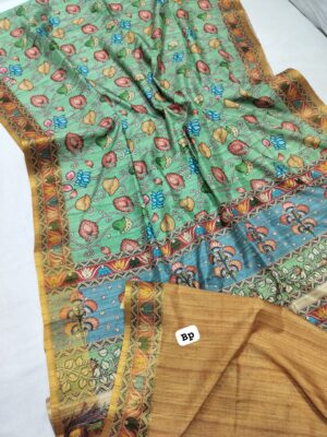 Elegant Bhagalpri Tussar Silk Kalamkari Sarees (9)