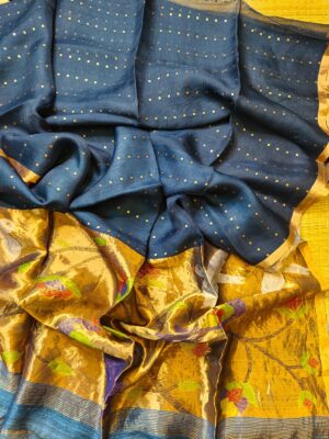 Exclusive Hand Weaving Pure Muslin Pocket Sequence Sarees (1)