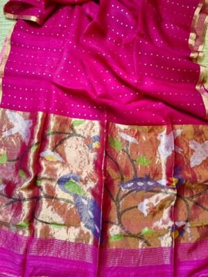 Exclusive Hand Weaving Pure Muslin Pocket Sequence Sarees (10)