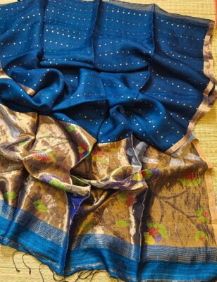 Exclusive Hand Weaving Pure Muslin Pocket Sequence Sarees (11)