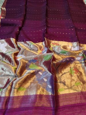 Exclusive Hand Weaving Pure Muslin Pocket Sequence Sarees (12)