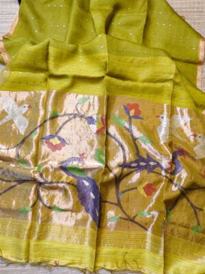 Exclusive Hand Weaving Pure Muslin Pocket Sequence Sarees (3)