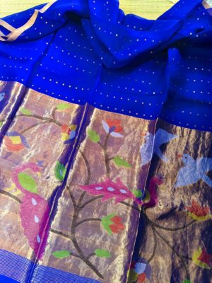 Exclusive Hand Weaving Pure Muslin Pocket Sequence Sarees (4)
