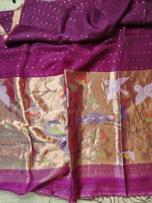 Exclusive Hand Weaving Pure Muslin Pocket Sequence Sarees (7)