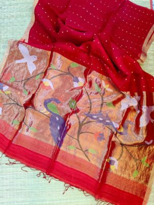 Exclusive Hand Weaving Pure Muslin Pocket Sequence Sarees (8)