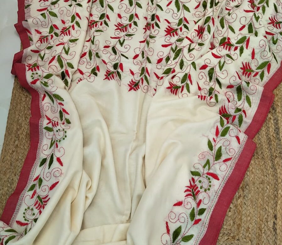 Exclusive Handspun Cotton Kantha Work Sarees (14)