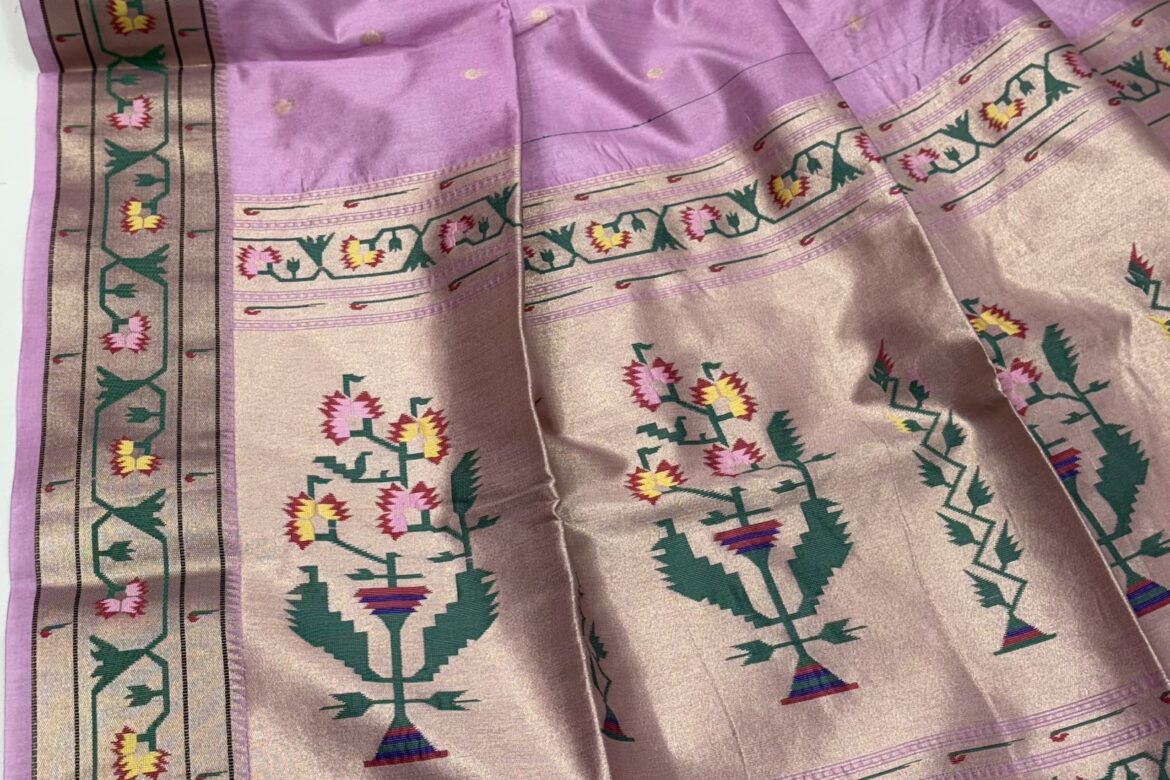 Handloom Linen Cotton Sarees With Paithani Pallu With Blouse. (13)