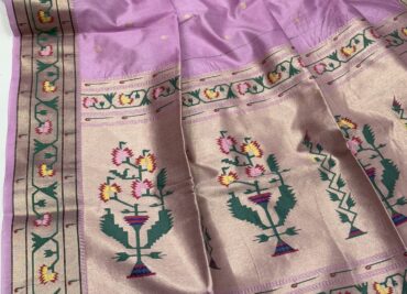 Handloom Linen Cotton Sarees With Paithani Pallu With Blouse. (13)