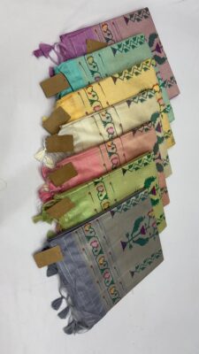 Handloom Linen Cotton Sarees With Paithani Pallu With Blouse. (2)