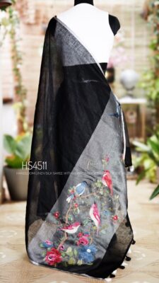 Handloom Linen Silk Sarees With Embroidary Pallu (23)