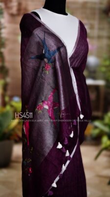 Handloom Linen Silk Sarees With Embroidary Pallu (31)