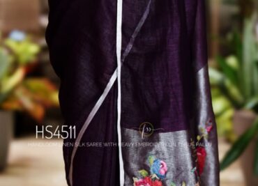 Handloom Linen Silk Sarees With Embroidary Pallu (52)