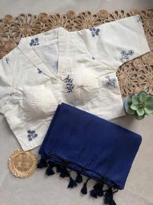 Khadi Cotton Sarees With Stitched Blouse (4)