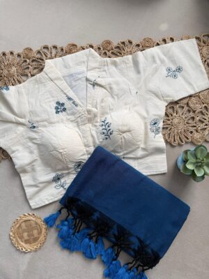 Khadi Cotton Sarees With Stitched Blouse (6)