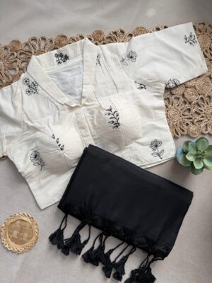 Khadi Cotton Sarees With Stitched Blouse (6)