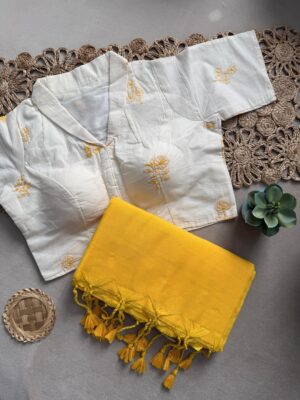 Khadi Cotton Sarees With Stitched Blouse (7)