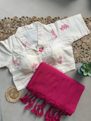 Khadi Cotton Sarees With Stitched Blouse (7)