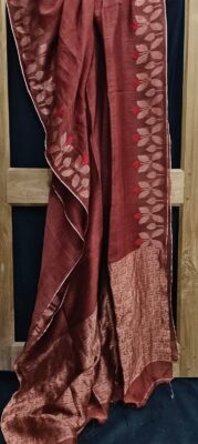 LINEN SILK ALLOVER HAND JAMDHANI SAREES (3)