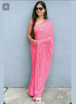 Latest Chiffon Katdana Work Sarees (8)